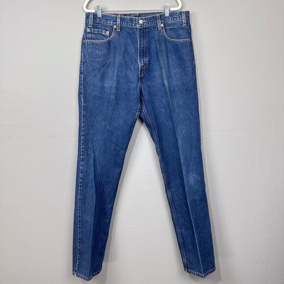VTG Levis 505 Jeans Mens 36x36 Blue Dark Wash Regular Fit Denim Y2K Western - Picture 1 of 9